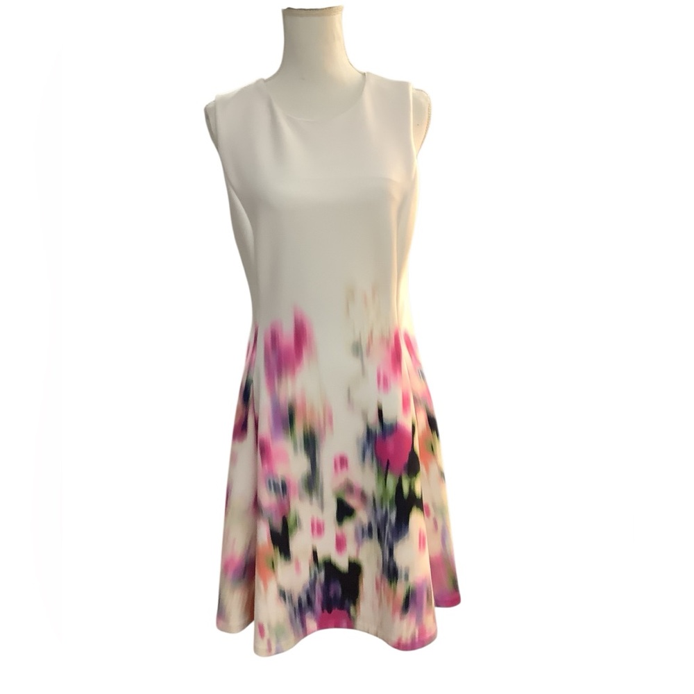 DKNY Sleeveless Knee Fit + Flare Dress Structured Swing Dress Womens Size 8